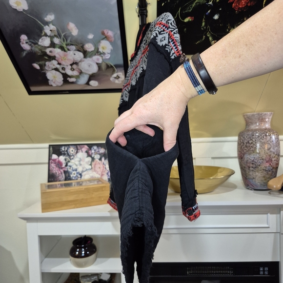 Johnny Was Black Blouse with Red and Gray Accents - Picture 8 of 10